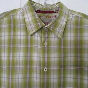 Sideout Mens S/S Lime Green Cotton Casual Shirt - Size Large